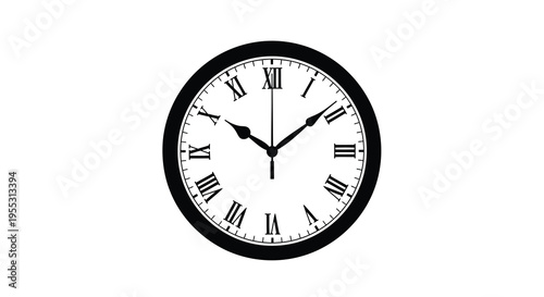 Classic wall clock displaying ten o clock a dark silhouette
