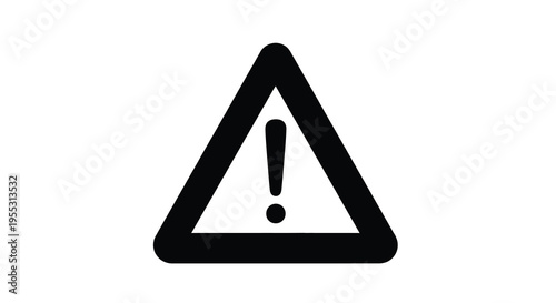 Black triangle warning sign with exclamation point a stark silhouette