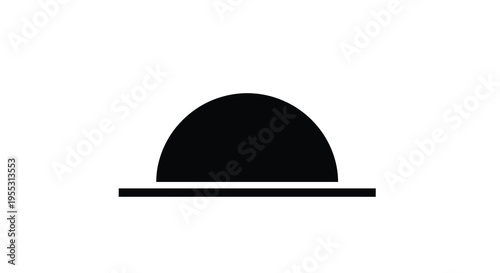 Minimalist black semicircle above a line a striking silhouette