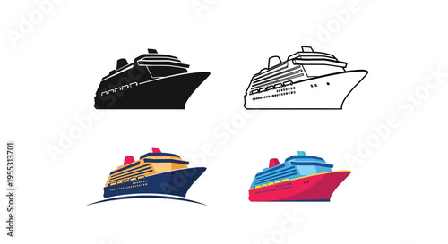Four cruise ship designs including a striking black silhouette