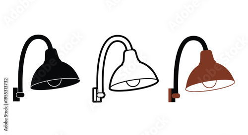 Three wall lamps in varying styles including a dark silhouette