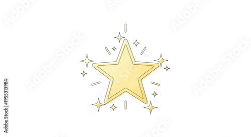 Golden star with sparkles shining bright.