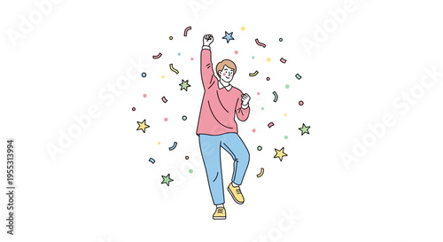 Young woman celebrating with confetti.