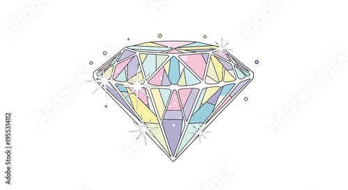 Colorful Diamond Gemstone Illustration.