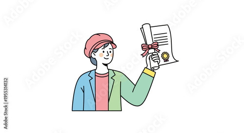 Young woman holding a diploma certificate.