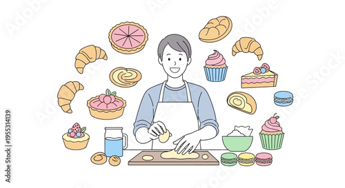 Woman baking sweet treats at home.
