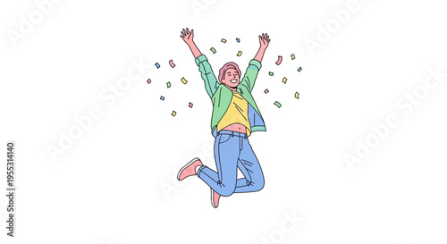 Young woman jumping in the air.