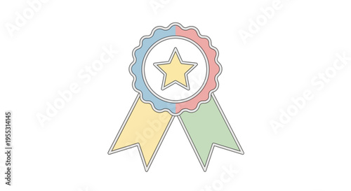 Colorful ribbon with star symbol.