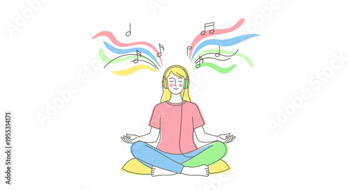 Woman meditating in lotus position peacefully.