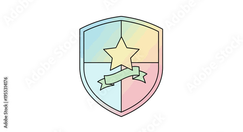 Colorful shield with star symbol.