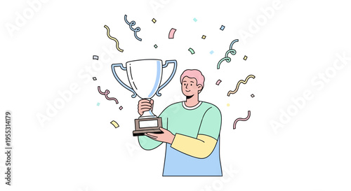 Man Holding a Large Silver Trophy.