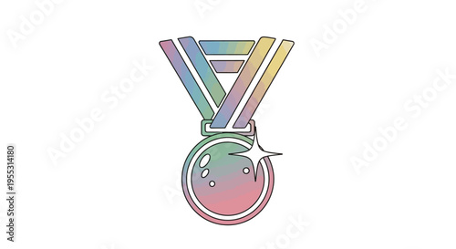 Colorful Medal with Rainbow Ribbon.