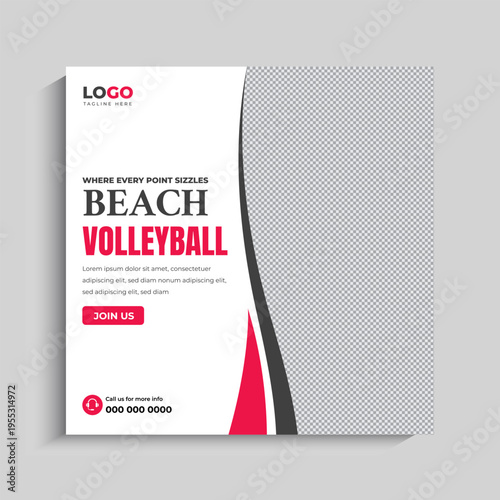 Beach Volleyball Social Media Instagram Post Banner Template