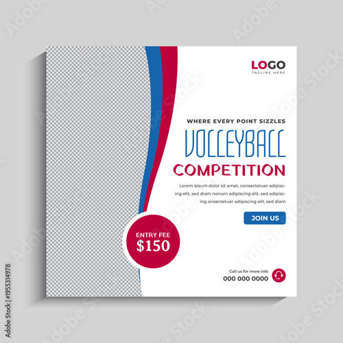 Beach Volleyball Social Media Instagram Post Banner Template