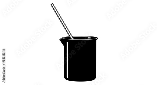 Black cup with metal straw on white background simple minimalist design for eco friendly reusable drinkware