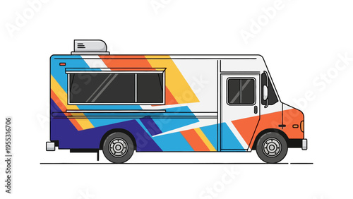 Colorful Food Truck Illustration.