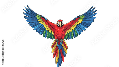 Colorful Parrot Flying Freely.