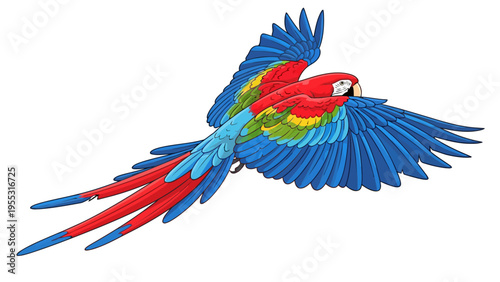 Colorful Parrot in Flight.