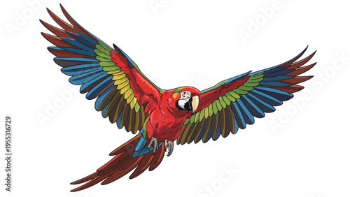 Colorful Parrot in Flight.