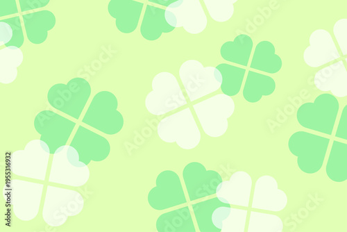 四つ葉クローバーのシームレスなグリーン背景パターンイラスト素材　黄緑