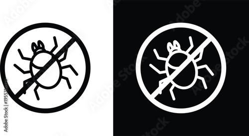 Mite in the prohibition sign pack in black and white colors