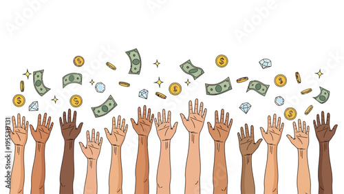 Hands Reaching for Money.