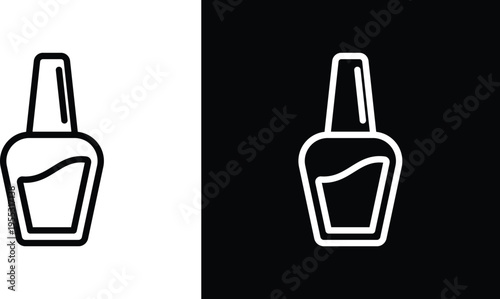 Nail polish icon pack in black and white colors