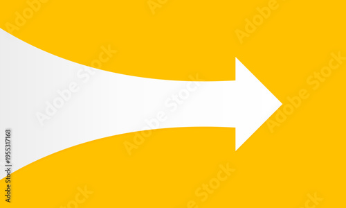 Minimalist White Arrow on Yellow Background for Business Growth Concept with Copy Space for Text. Vector illustration.
