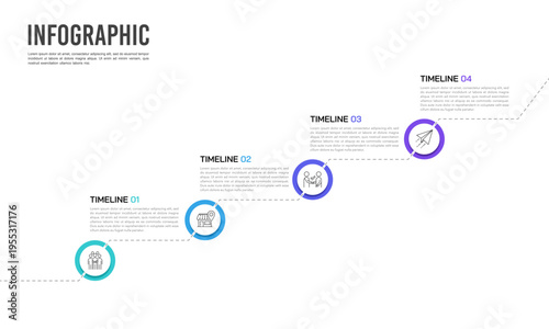 4 Steps Business Staircase Infographic for Success Growth Process. Vector illustration.