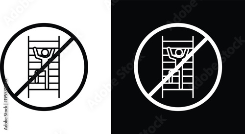 No climbing allowed sign pack in black and white colors