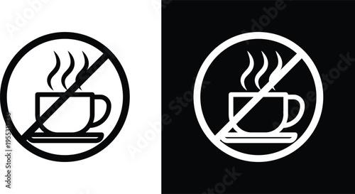 No coffee cup sign pack in black and white colors
