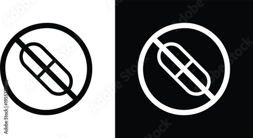 No drugs sign pack in black and white colors