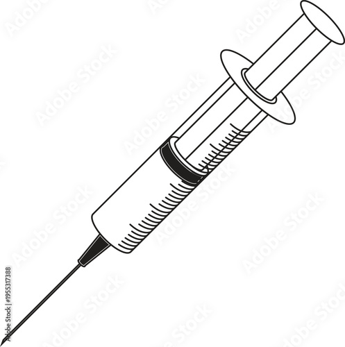 Medical Syringe Line Icon Vector Illustration