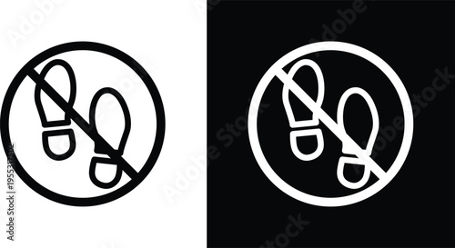 No foot print sign pack in black and white colors