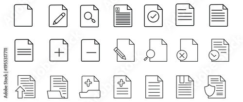 Legal documents icon set. Editable line icons. Vector illustration.