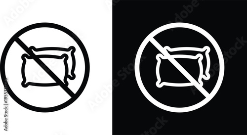 No pillow sign pack in black and white colors