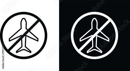 No plane sign pack in black and white colors