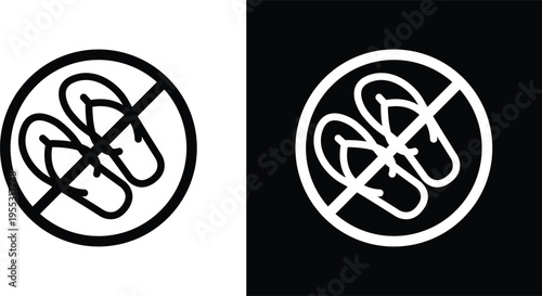No sandals sign pack in black and white colors