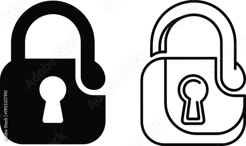 Padlock and key symbols for security and protection concepts Vector