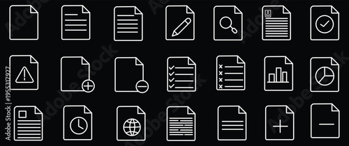 document icon pack outline style vector collection for business administration