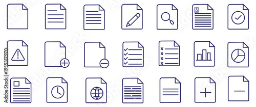 document icon pack outline style vector collection for business administration
