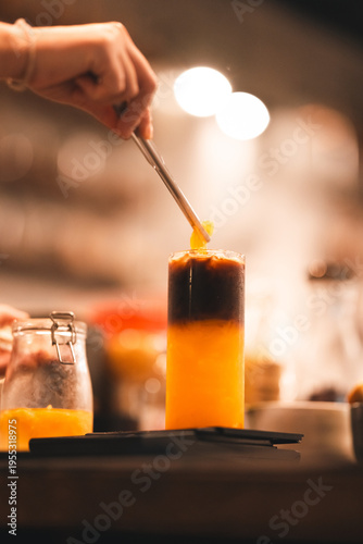 Iced coffee orange juice la...