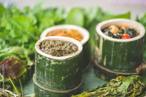 Traditional food bamboo con...