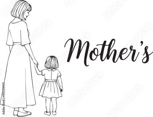 Mother's day illustration of a mother and child