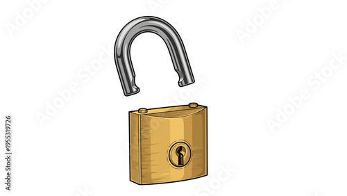 Open Brass Padlock Security.