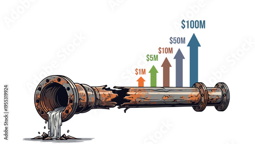 Pipe Leaking Money Graph.