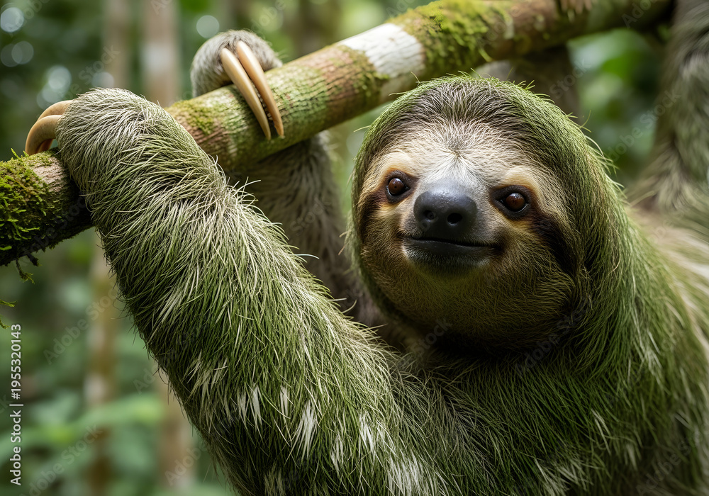 Fototapeta premium Sloth in Rainforest Habitat