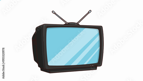 A black old fashioned television with a green screen