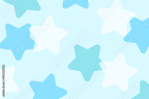 星柄のシームレスな背景パターンイラスト素材　水色