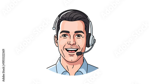 Man Wearing Headset.